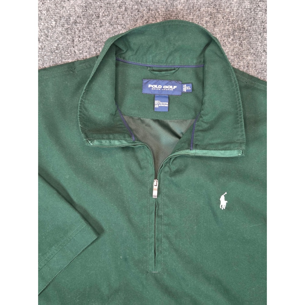 Polo Golf Ralph Lauren Mens XL Green Quarter Zip Short Sleeve Windbreaker Jacket